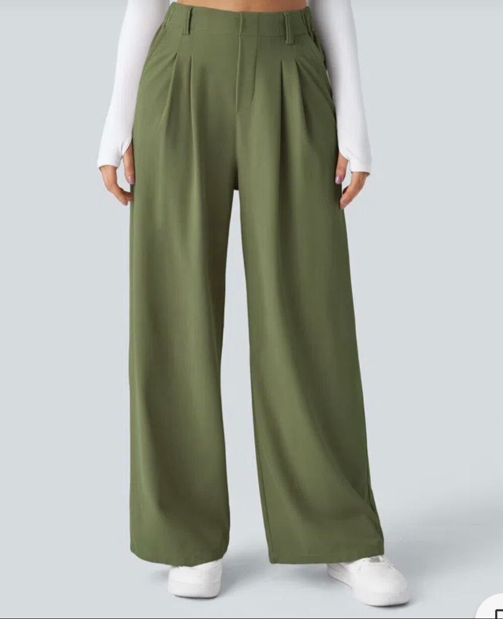 Halara green high rise wide leg trouser pant xl